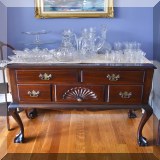 F36. Mahogany server 31” x 36” x 20” - $250 